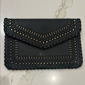 Urban Expression Spencer Clutch Black With Gold Cut Outs Women's